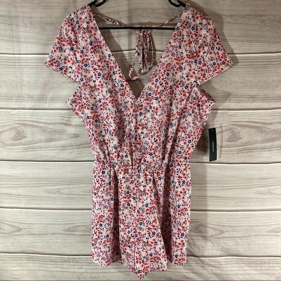 LULU’S Hottie Dotty Mauve Pink Floral Print Romper - Picture 3 of 12